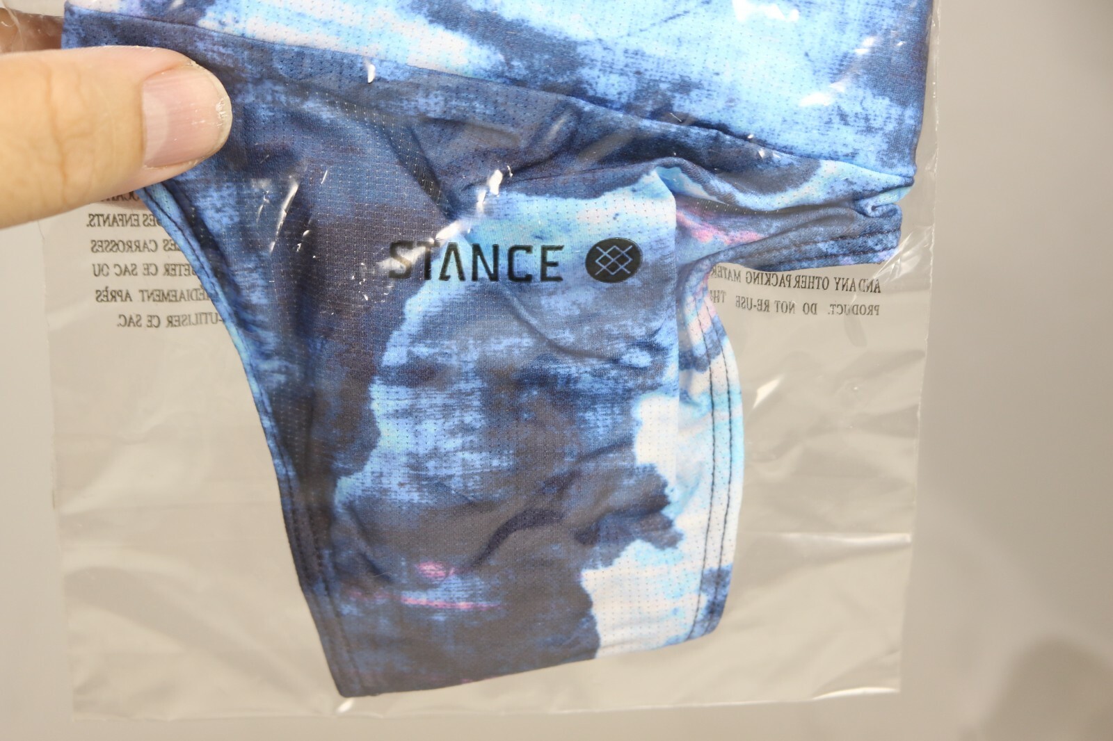 Stance Wide Side Thong Tropic Storm Thong Size L Large 12-14 Blue NWT