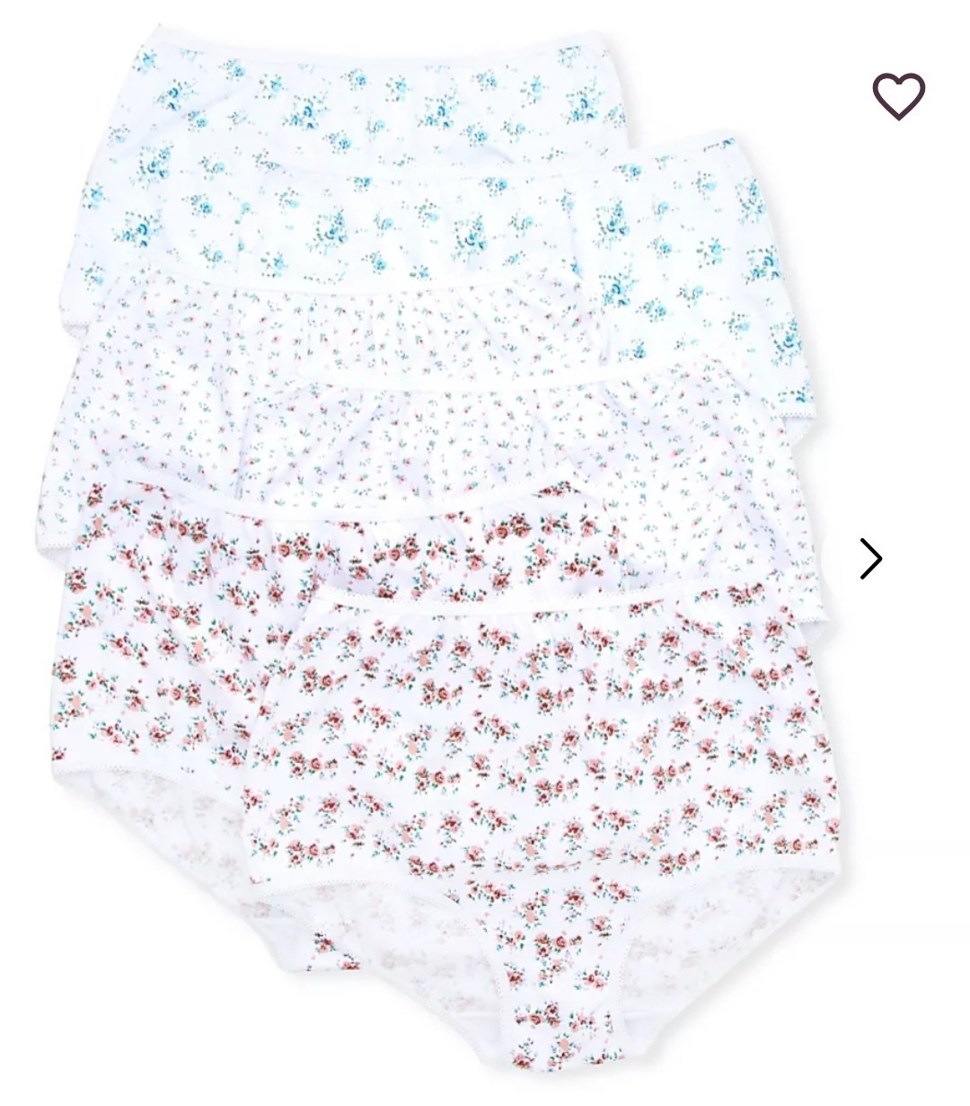 Floral Cotton Brief Panty – 6 Pack, Size 11