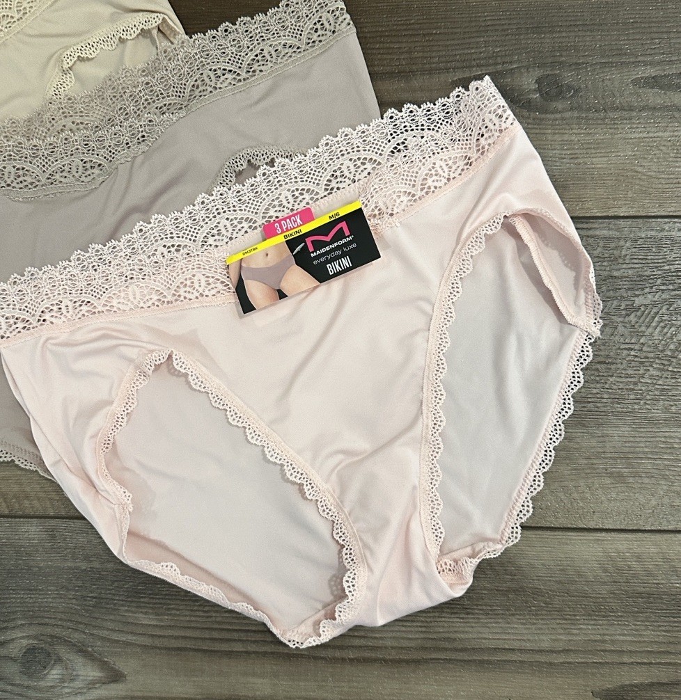 Maidenform Everyday Luxe Lace Trim Bikini Underwear Set Size Medium NWT