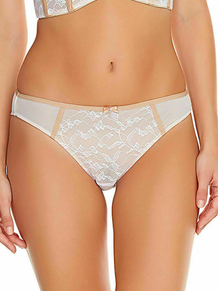 Freya Sassy Brazilian Brief Size XL 16 18 Beige Mesh Thong Knickers 4467 New
