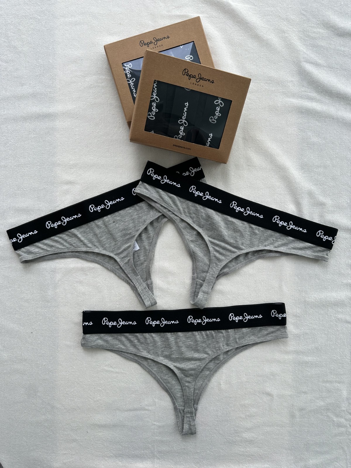 Pepe Jeans London I Women’s 3-Pack Thong Set Cotton Rich In Original Gift Box