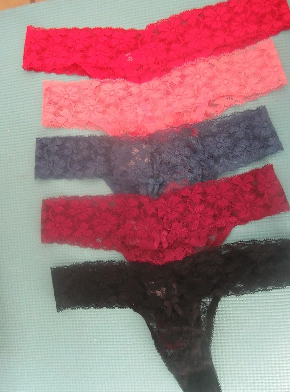 NWOT Lot of 5 Women LACE THONG Panties Multiple Colors Size Small