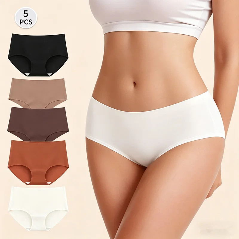 5 Pack Seamless Underwear for Women Comfortable High Rise Hipster Multicolor No