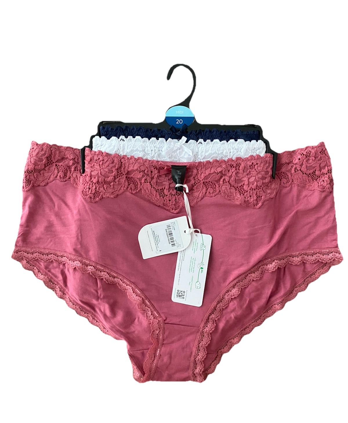 Ladies3 Pack Multi Midi Plan lace details Knickers, Elegant Lace Panties size 20