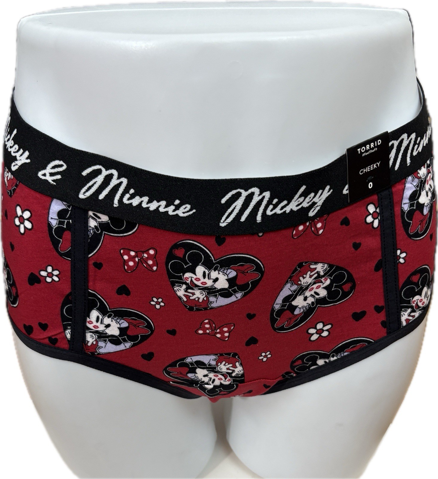Disney XL/1 Logo Red/Black Mickey & Minnie Mouse Heart Graphic Cheeky Panties