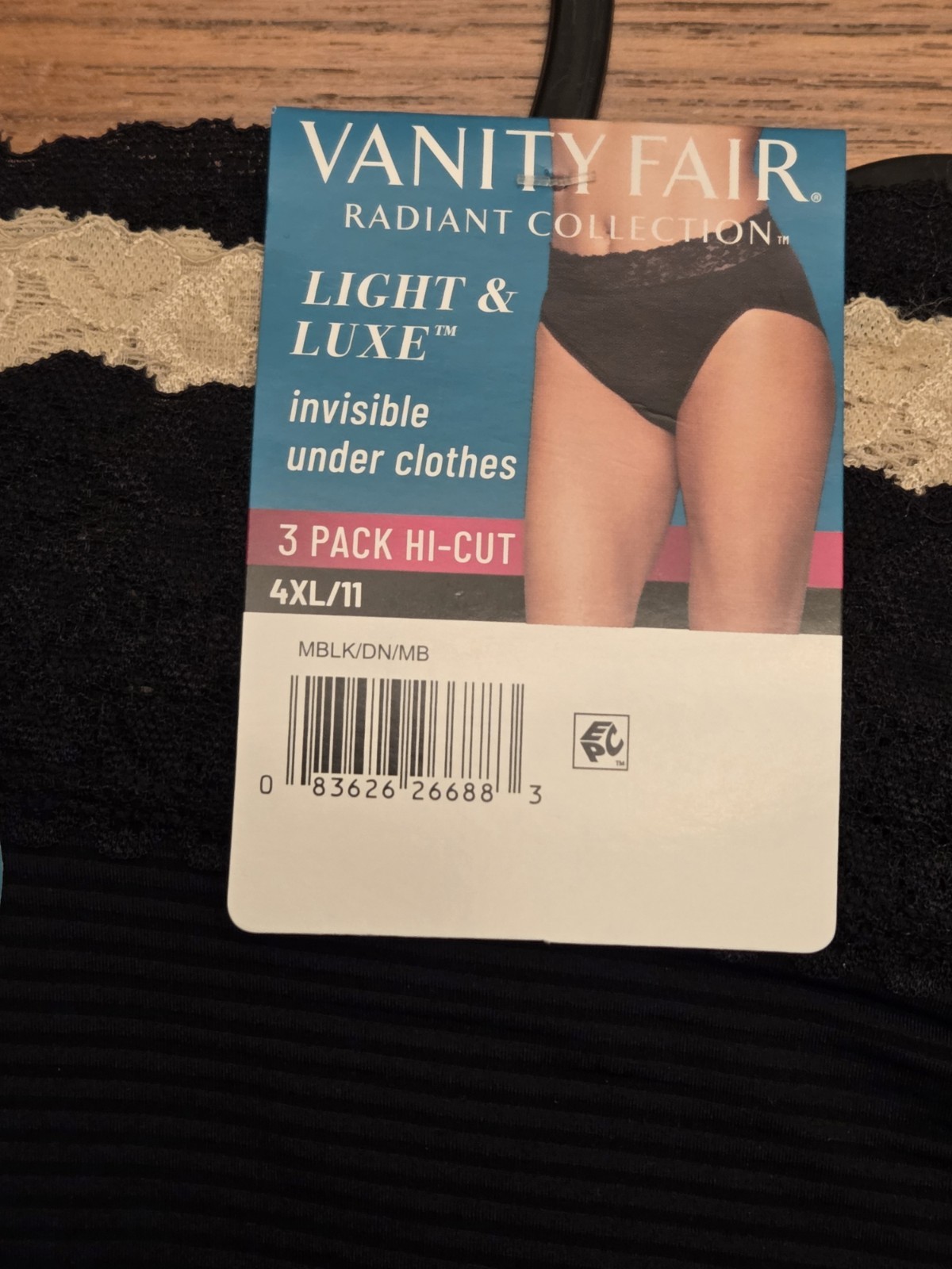 Vanity Fair Women’s 4X Light & Luxe 6 Pack HI-CUT Brief 3413136 Lace #21426-#106