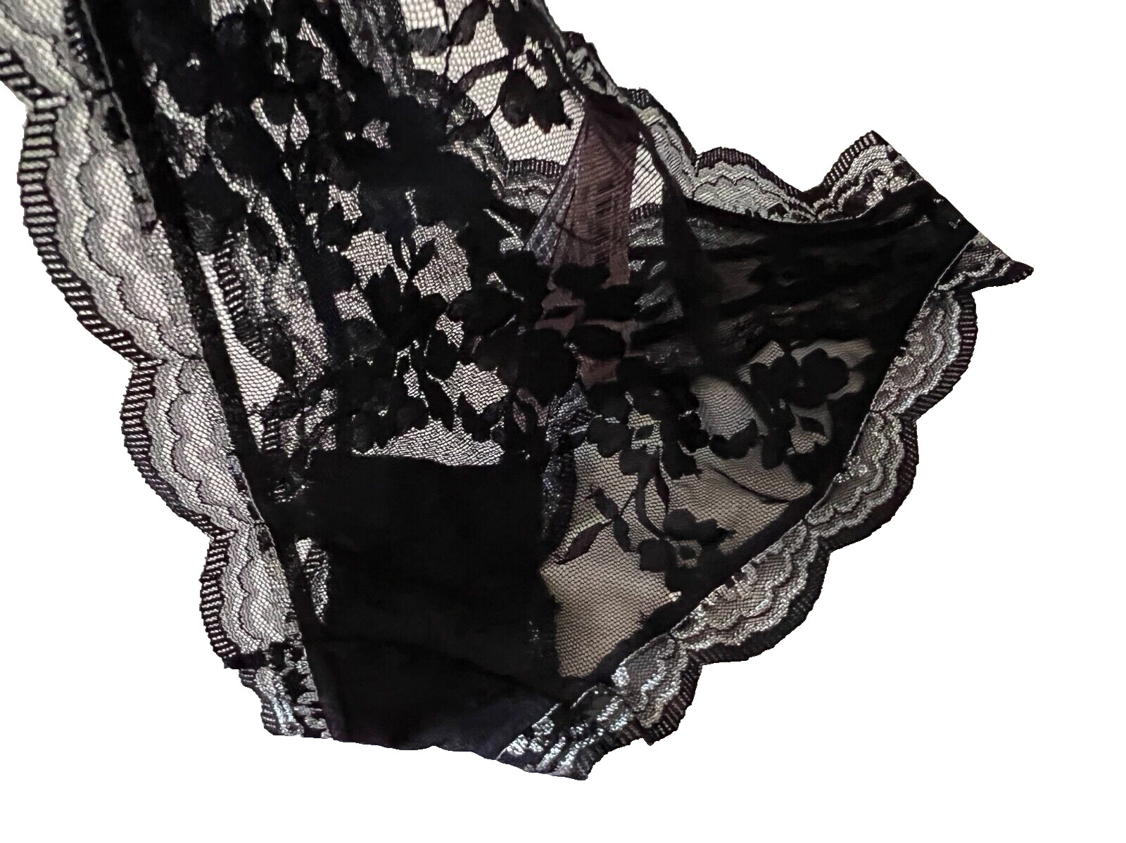 VICTORIA’S SECRET Dream Angels Cheekini Tanga PANTY Black All Over Lace Size XS