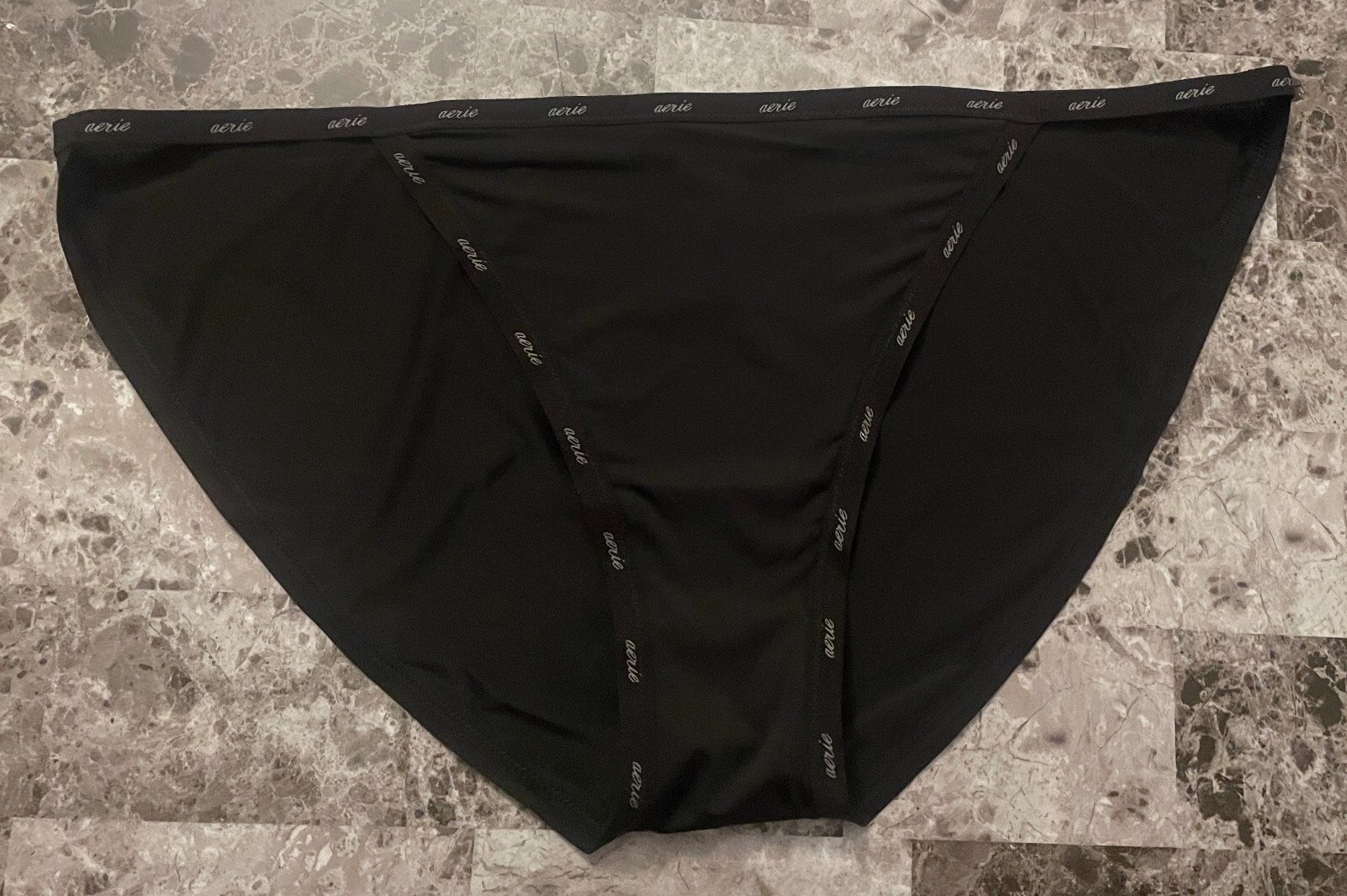 AERIE AMERICAN EAGLE XXL BLACK SMOOTH THIN NYLON SPANDEX STRING BIKINI PANTIES