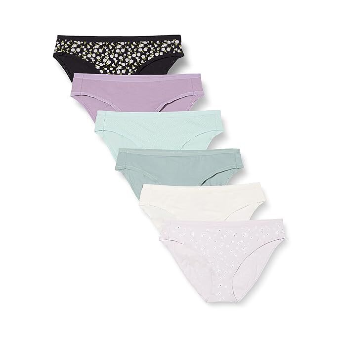 Pack of 6 Amazon Essentials Women’s Cotton Bikini Briefs Underwear Choose Size