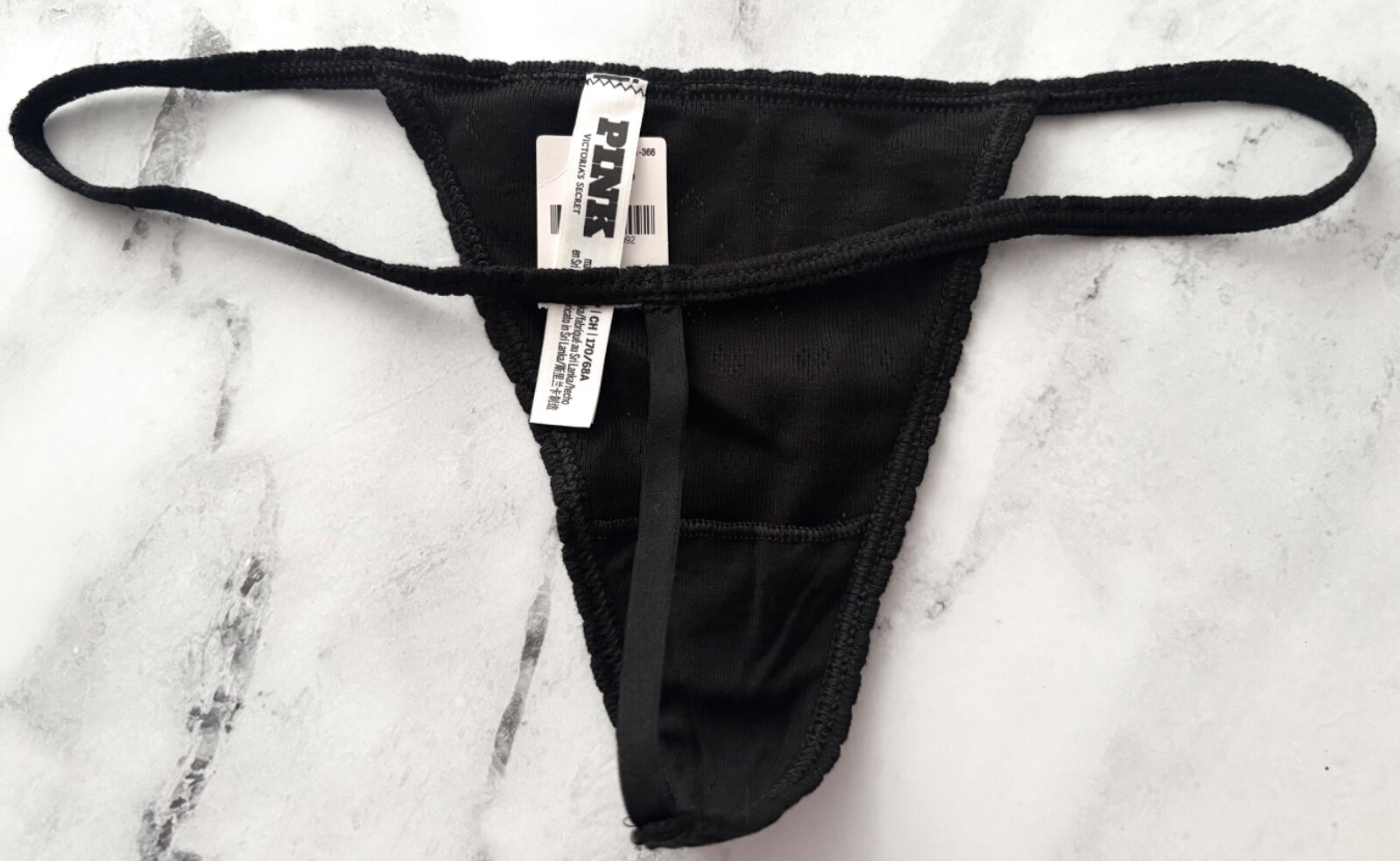 PINK Victoria’s Secret V String Panty Black Pointelle S M L XL 2XL
