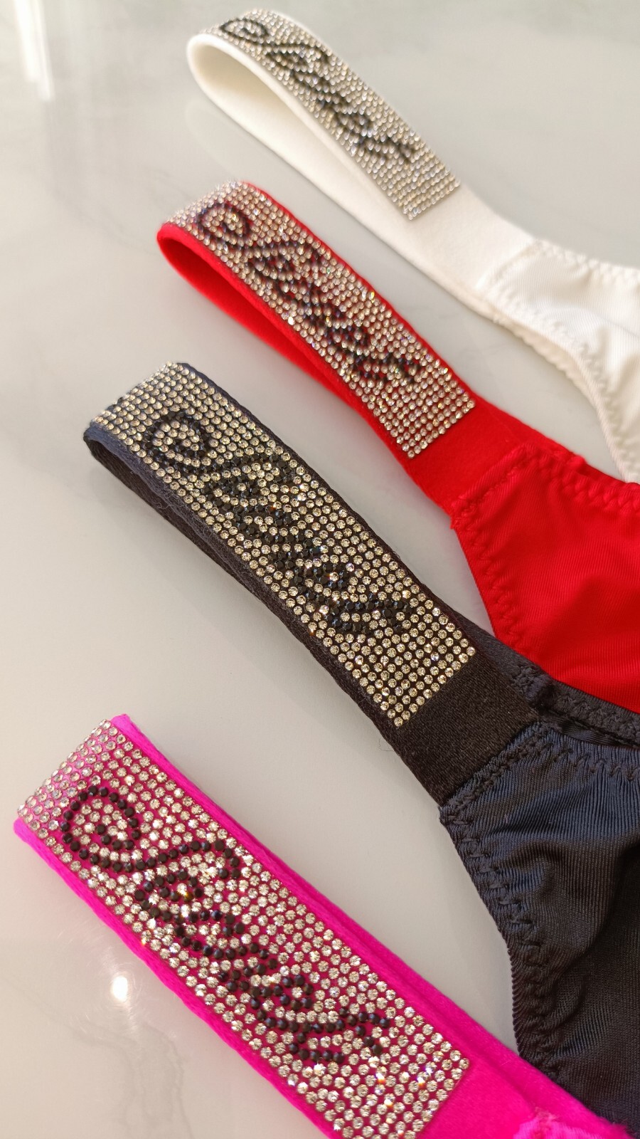 Shine thong/Knickers/💓 🤍 ❤️ 🖤/1pc/М,L,XL.panties with rhinestones