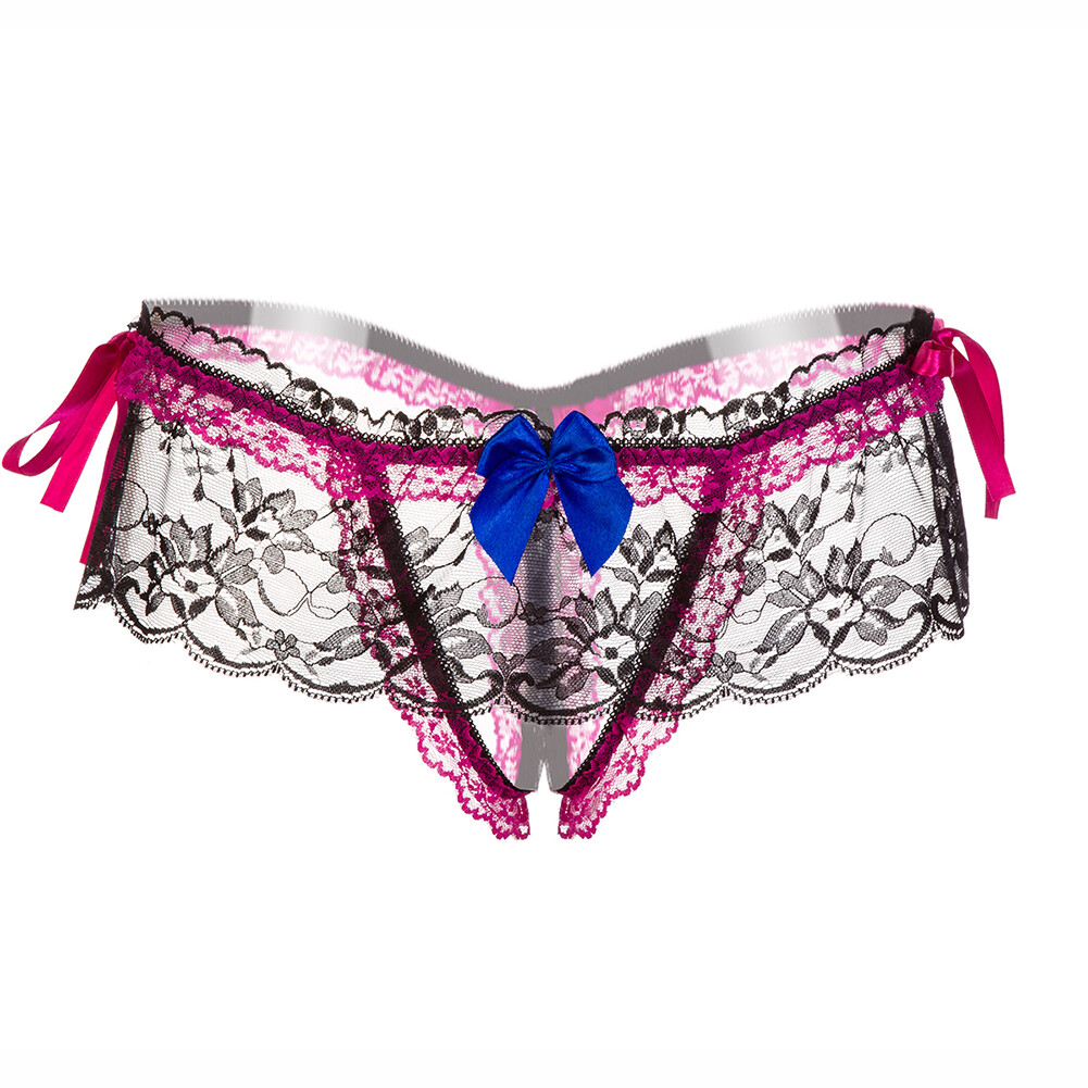 4-PACKS Women Lingerie G-string Crothless Panty Lace Thong Underwear T-back US