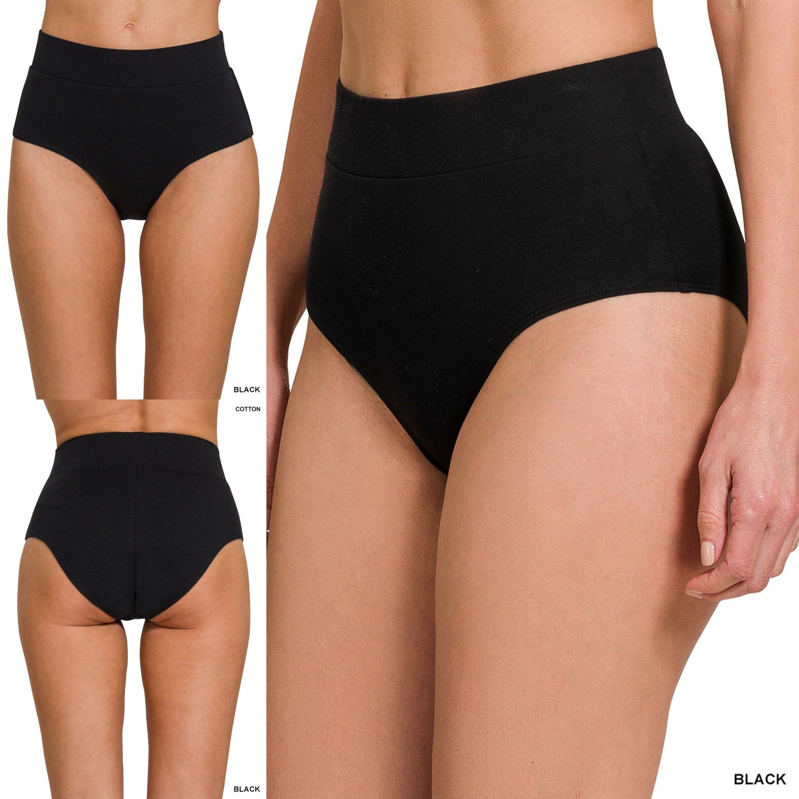 3 or 6 Pack ~ Black White Beige Women’s Cotton Panties Soft Breathable Underwear