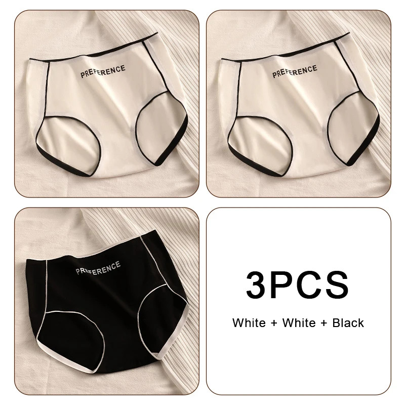 Cotton Seamless Briefs High Waist Letter Print Women’s Underwear 3 Pcs
