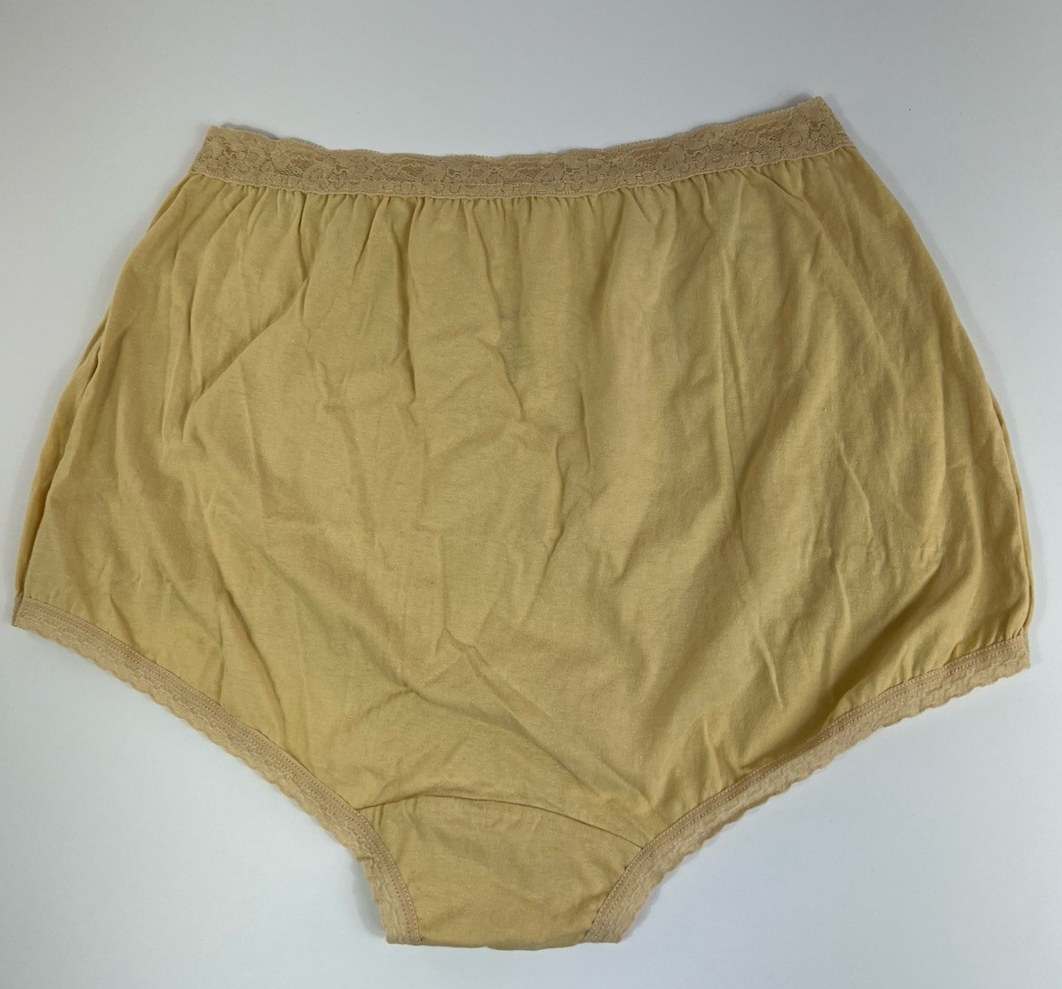 National 100% Cotton Briefs Panties w Lace Size 9 Beige NWOT Breathable Comfort