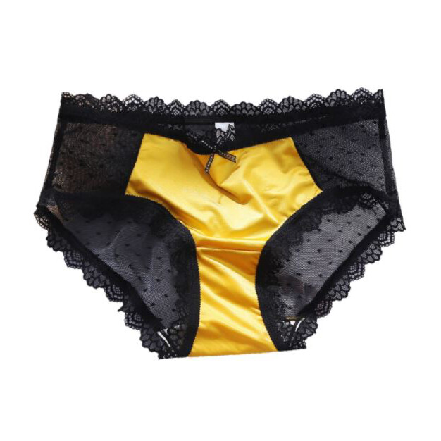 1 or 5 Pack Lot Women Vintage Lace Sheer Panties Satin Black Underwear Lingeries