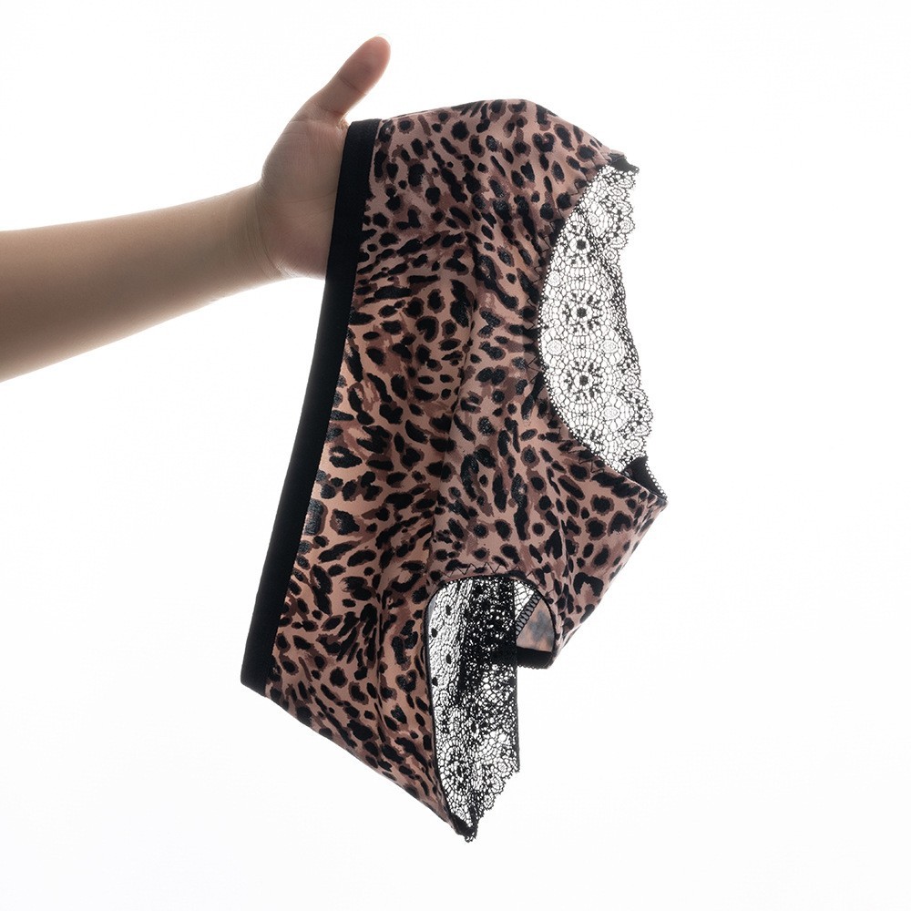 4 Pack Lace Leopard Print Boyshorts Sexy Breathable Animal Print Floral Panties