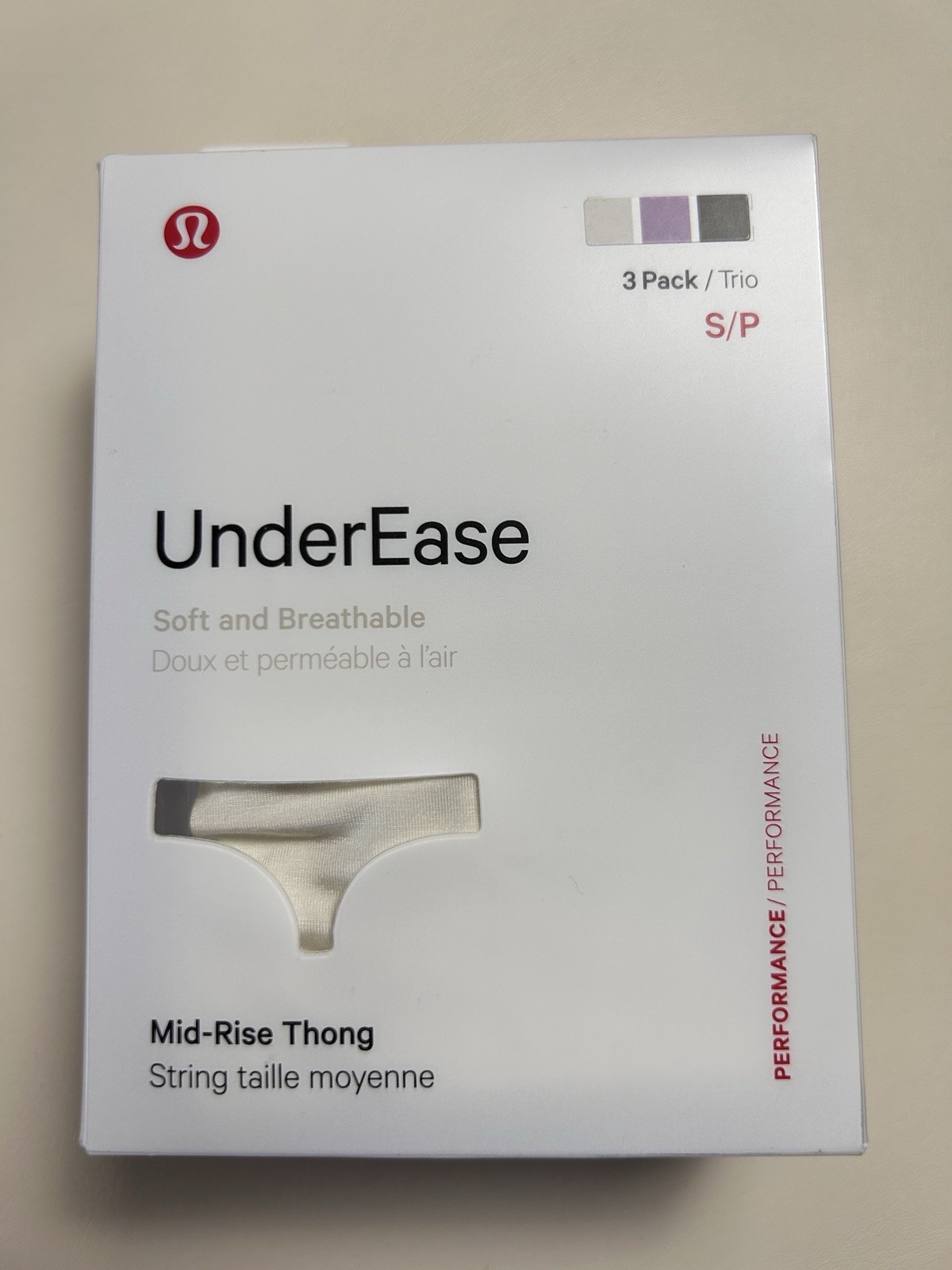 NWT Lululemon UnderEase Mid-Rise Thong (3 Pack) Multicolor Size S – BONE