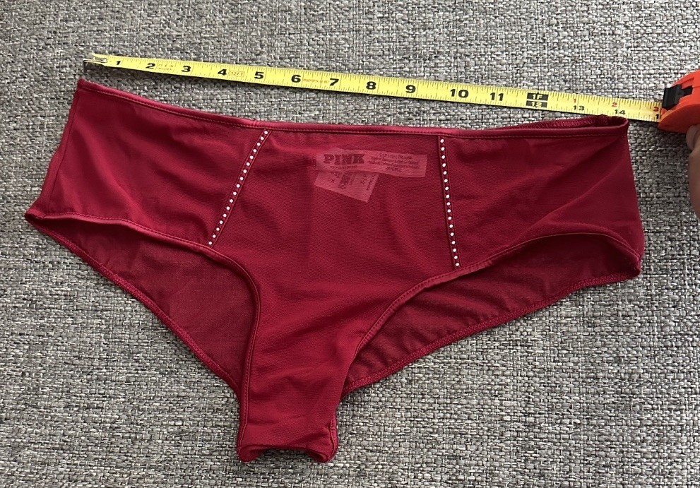 Victoria’s Secret Deep Red Mesh Rhinestone Cheeky Panty Size Small NWT