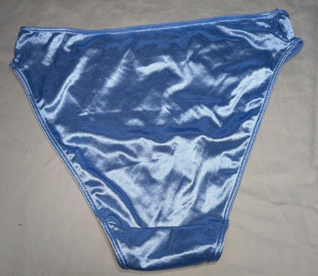 Vintage Lady Princess Second Skin High Cut High Rise Satin Panties Blue Sz 7