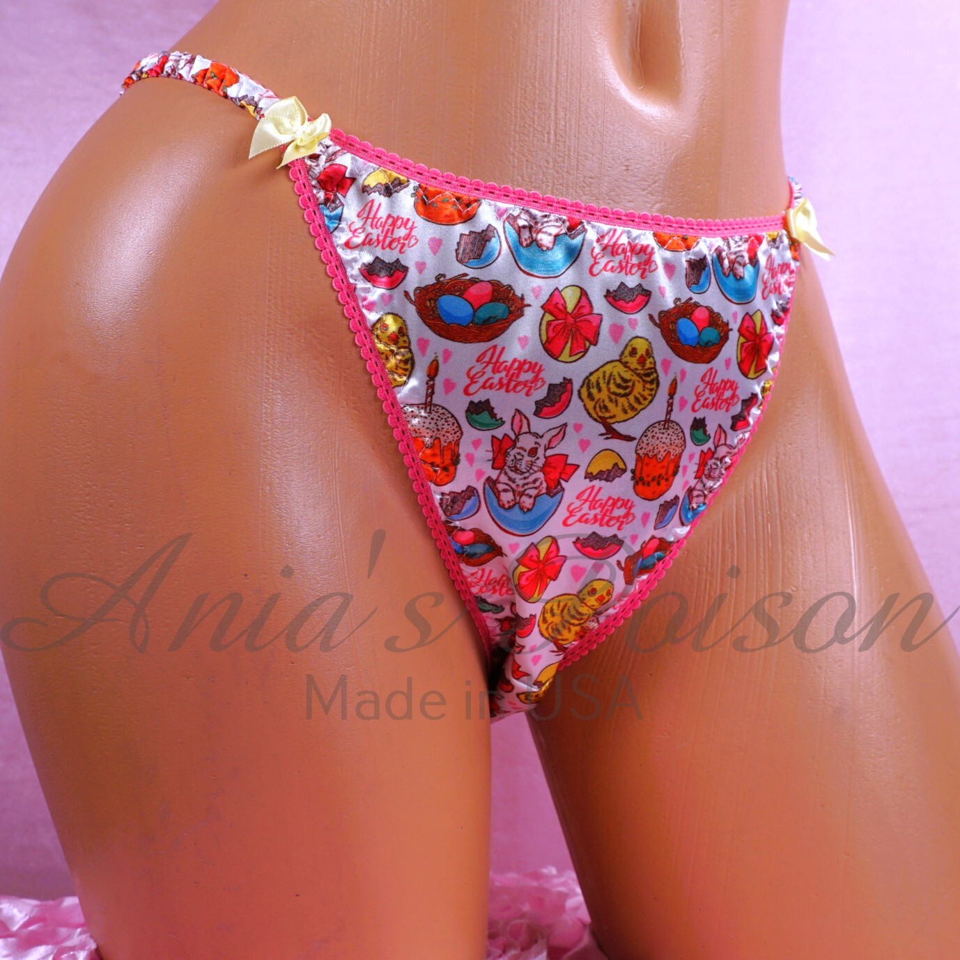 Satin Sissy DUCHESS CUT Retro Easter Bunny women’s string bikini panties