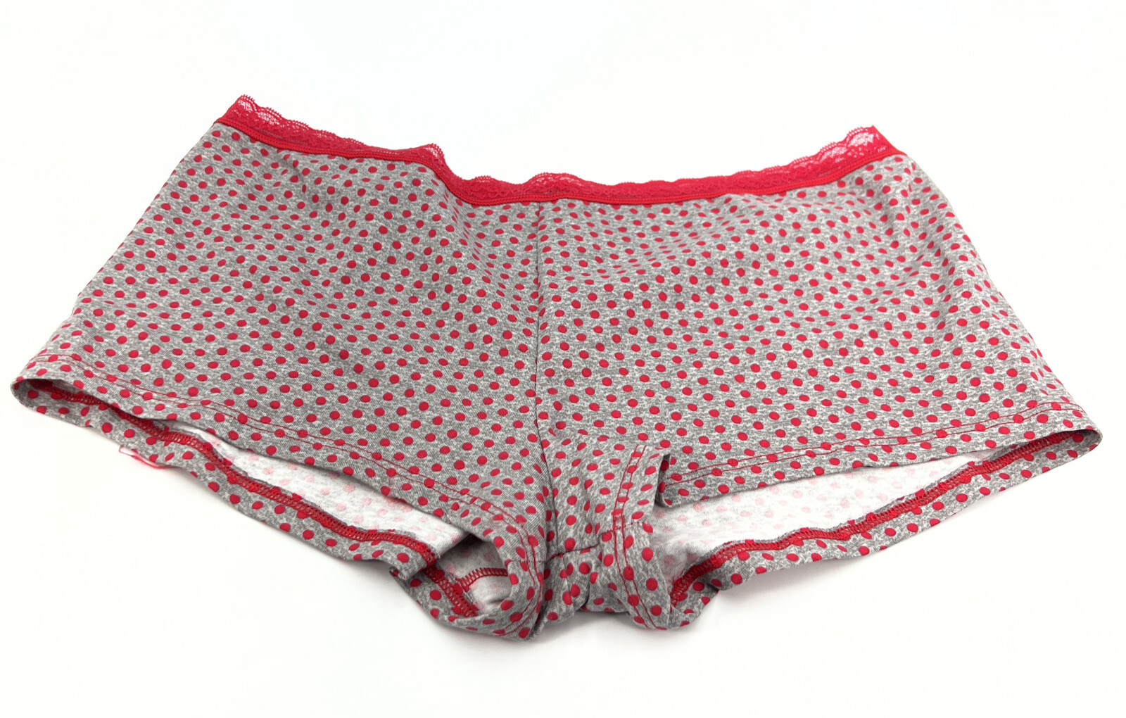 Victoria’s Secret Intimates Shortie BoyShort Mini short Gray Red Polka Dot NWT