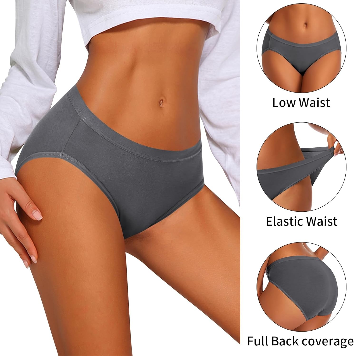 Women’s Cotton Bikini Panties,High-Cut Full Coverage Stretch Cool Underwear