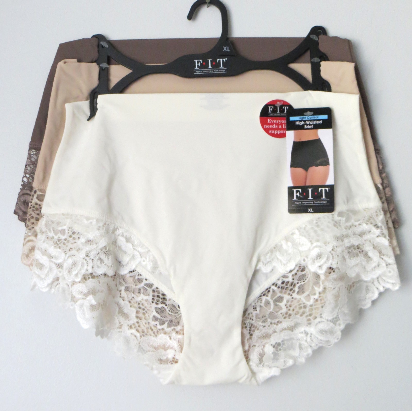 Lacy F.I.T. Figure Improving Technology Women’s High-waisted Briefs Sz XL Pkg/3