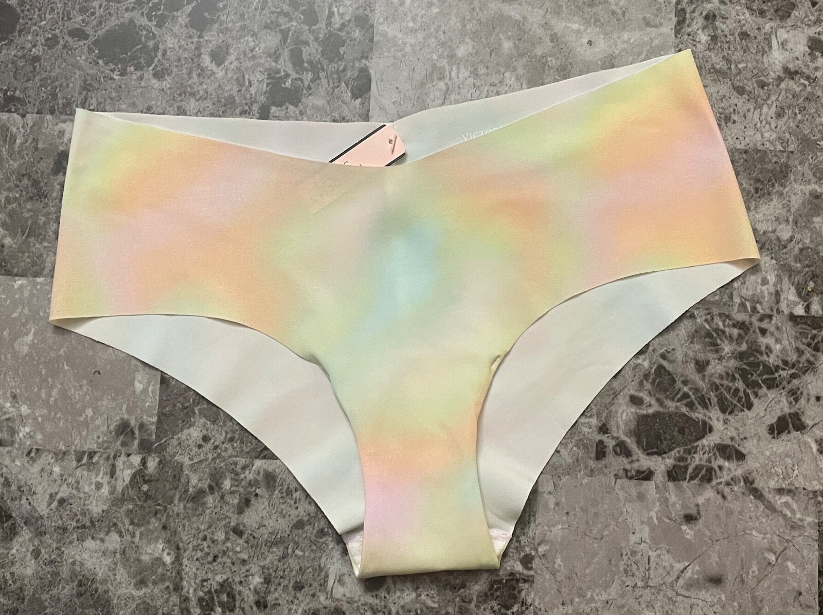 NWT VICTORIA’S SECRET BLUE PINK GREEN YELLOW SUNSET OMBRE NO SHOW CHEEKY PANTIES