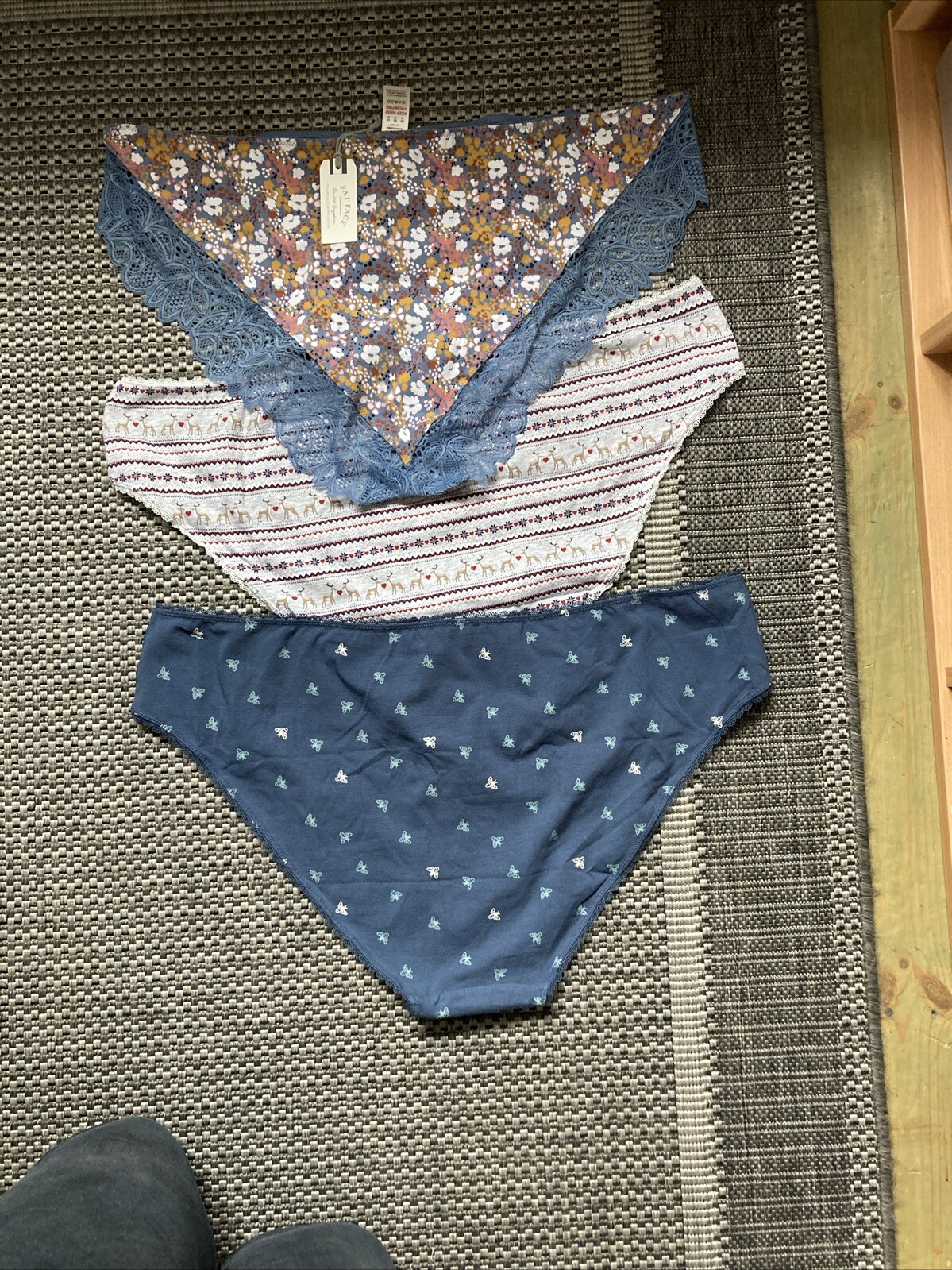 Fatface Ladies Knickers x 3 Pairs Cotton/Elastane Size 24 REDUCED !!!
