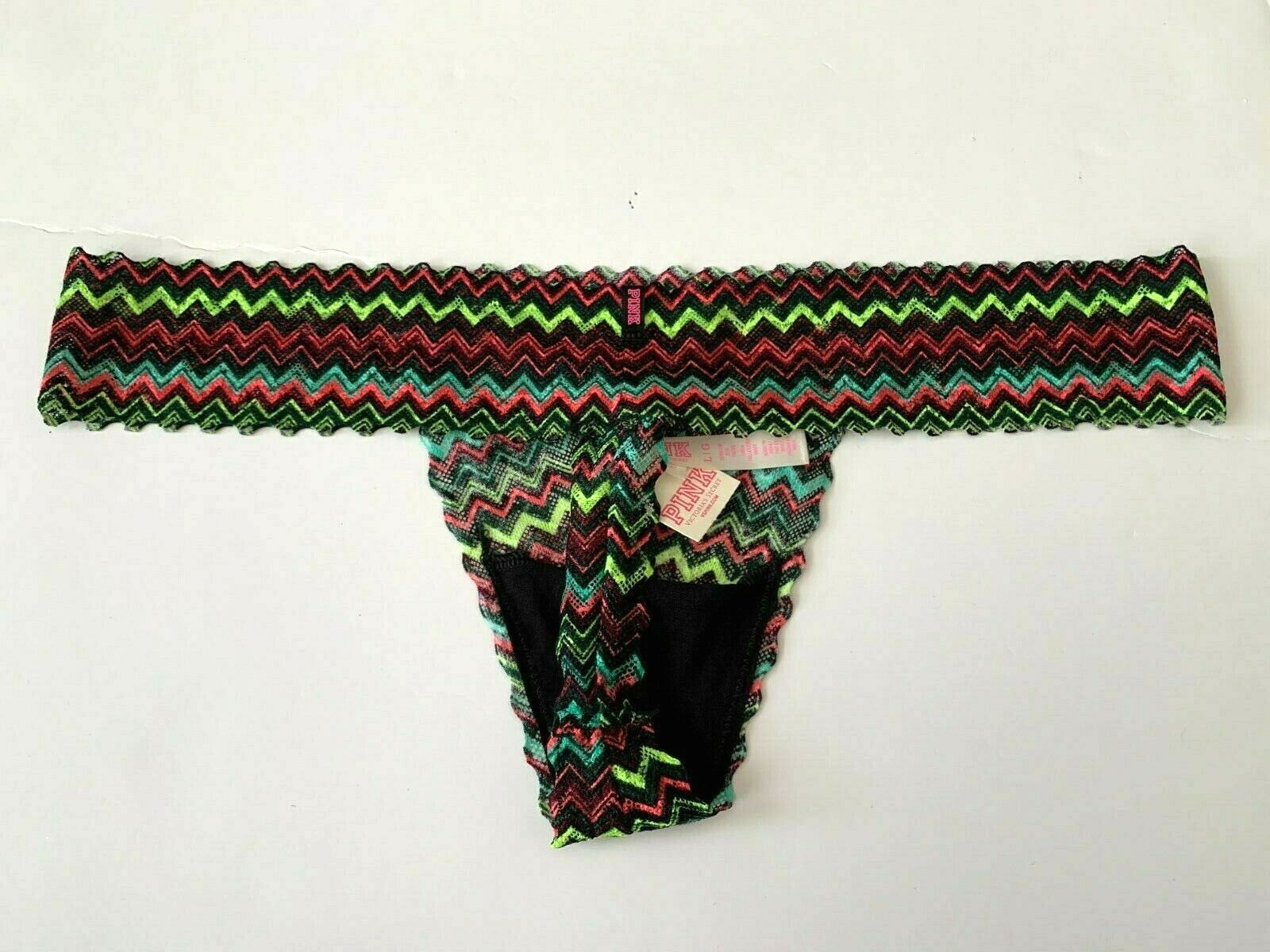 2x Victoria’s Secret Pink extra low rise Thong Tanga Panty Multicolor L