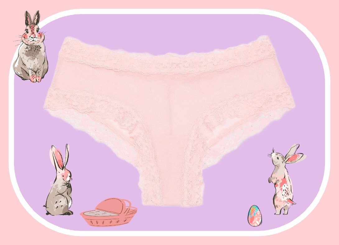 XL Pink SHIMMER Victoria’s Secret Stretch Cotton Lace-Waist & Leg Cheeky Pantie