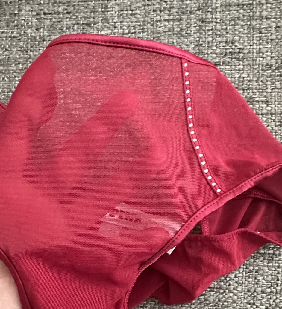 Victoria’s Secret Deep Red Mesh Rhinestone Cheeky Panty Size Small NWT