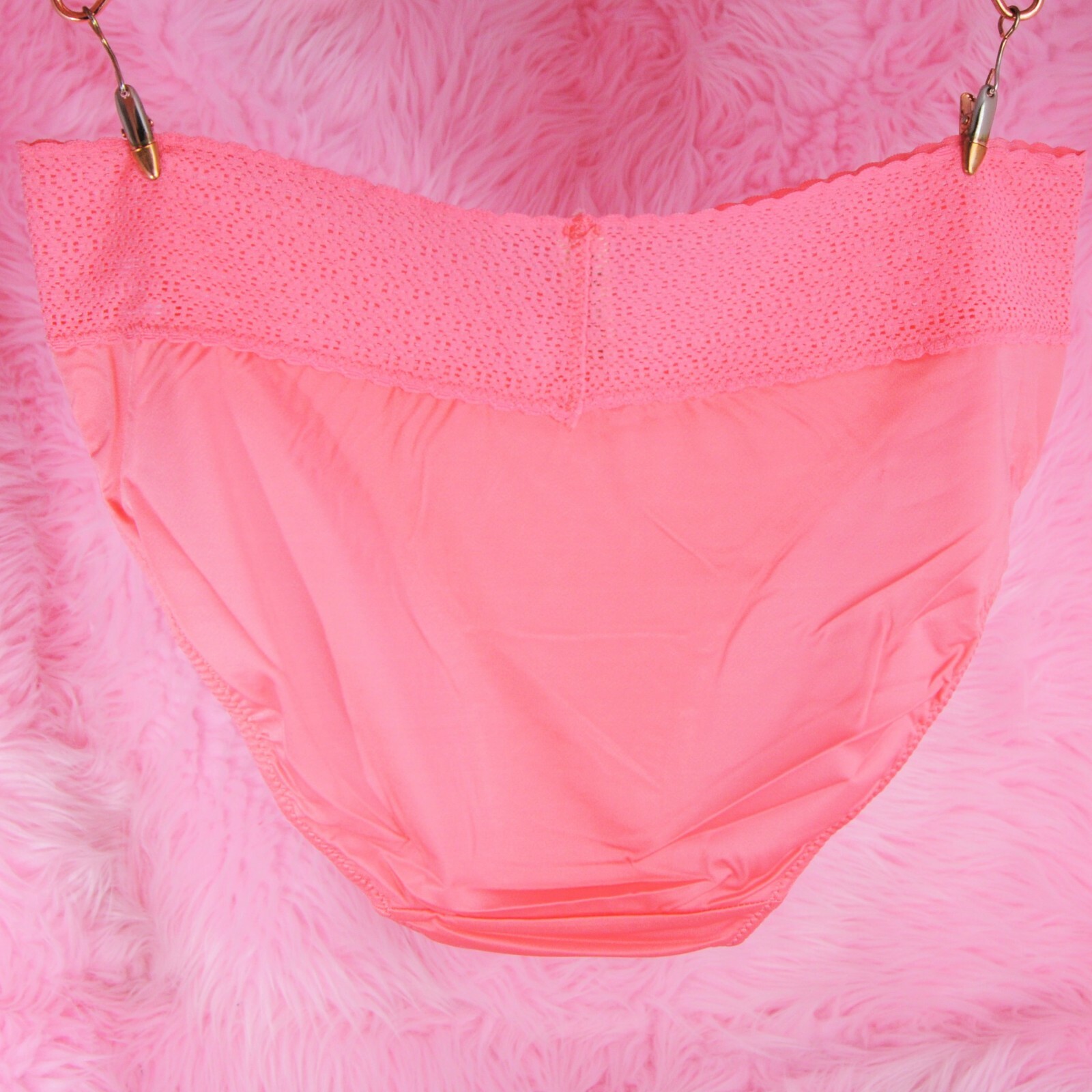 Satin NYLON Panties stretch Lace waist super soft Bikini Peach XXS-XL $25