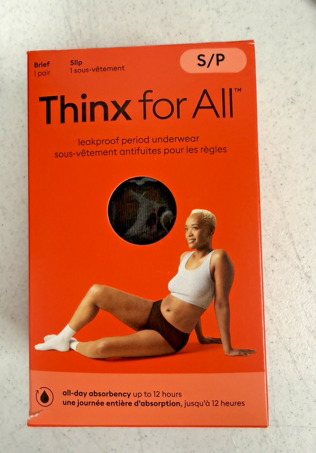 2 Pairs Thinx For All All-Day Absorbency Reusable Underwear Brief Black S / P