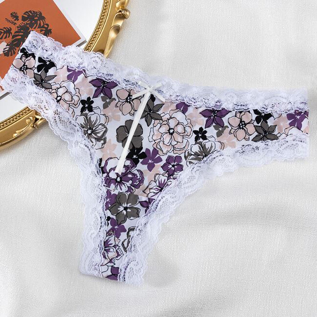 5 Pack Lot Sexy Womens Floral Lace Panties Thong G string Brief Bikini Underwear