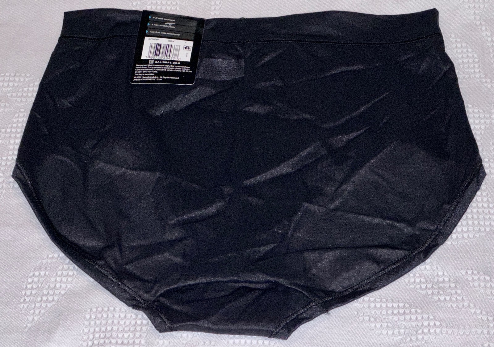 BALI One Smooth U Modern Microfiber Black Brief Panty NEW Womens Sz L 7