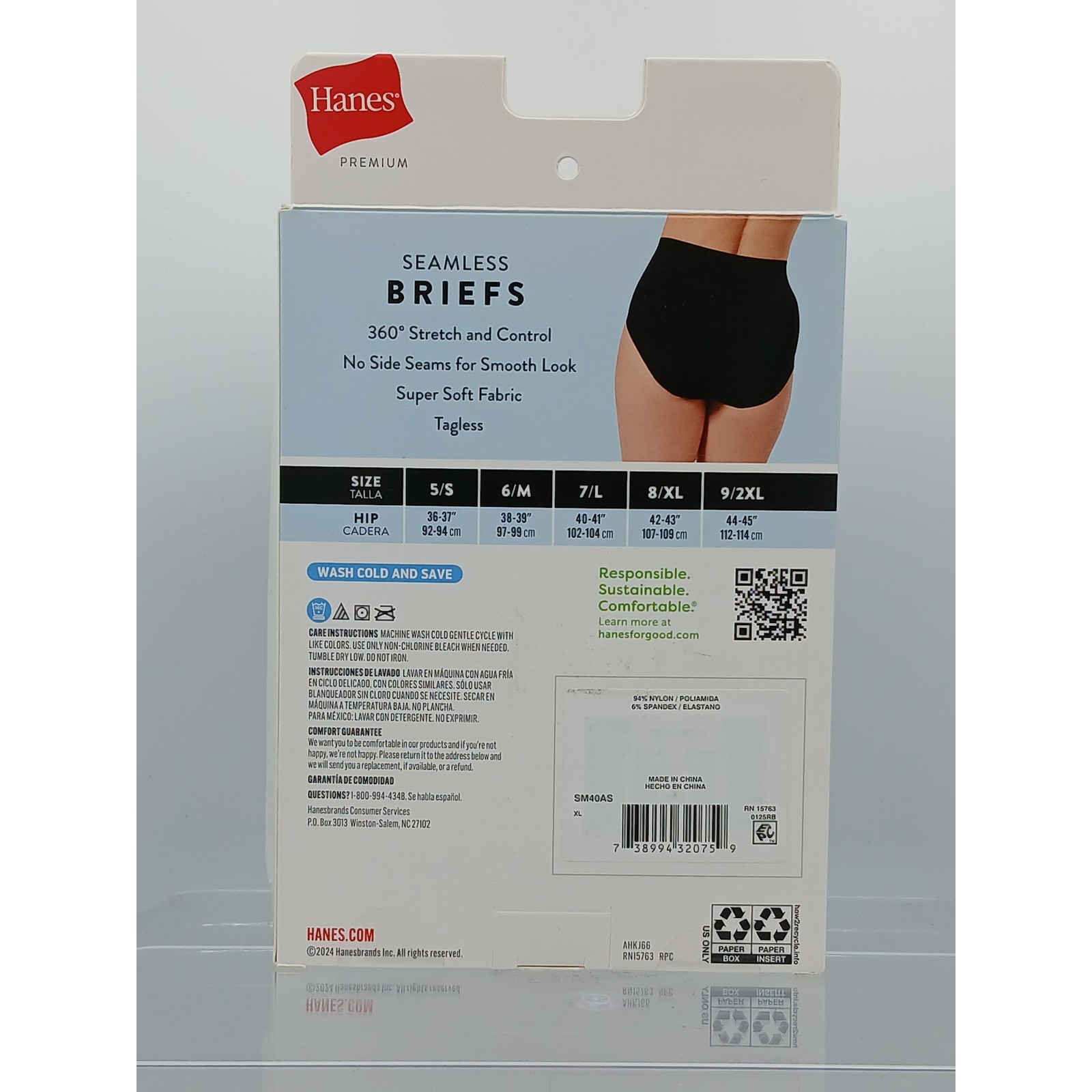 Hanes Seamless Smoothing Tagless 3 Pair Women’s Briefs Size 8/XL NEW!