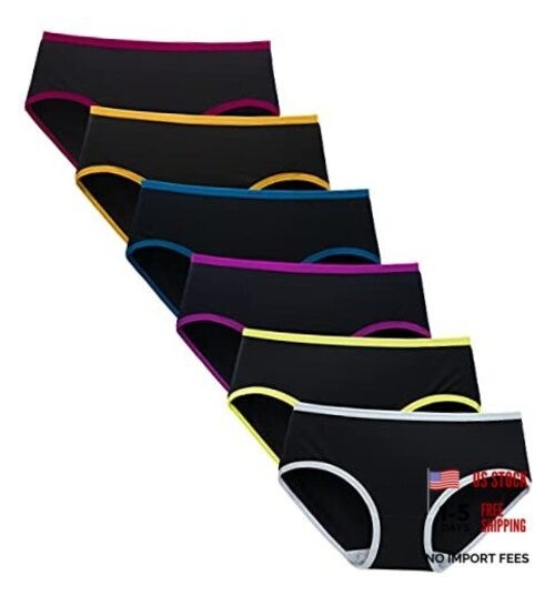 Cotton Hipster Panties for Women Mid Rise Underwear Full Medium 6 Black
