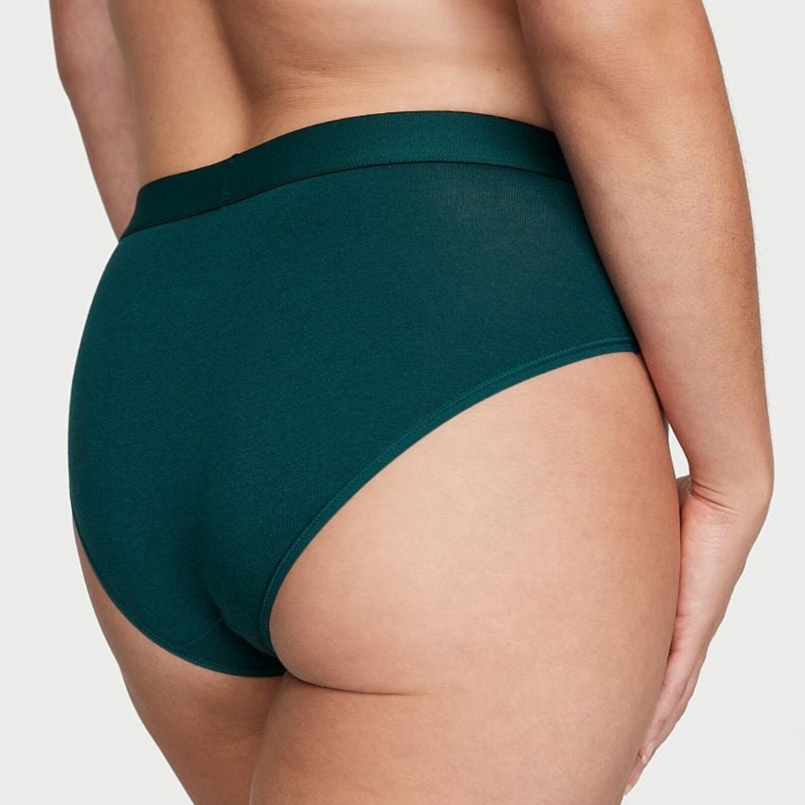 Victoria’s Secret Shine Patch Cotton Hiphugger Panty Black Ivy XS NEW