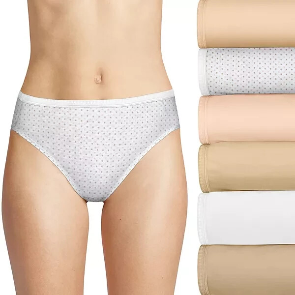 Hanes Ultimate 5 Pack Breathable Cotton Hi Cut Panty 43H6CC Women’s 2XL