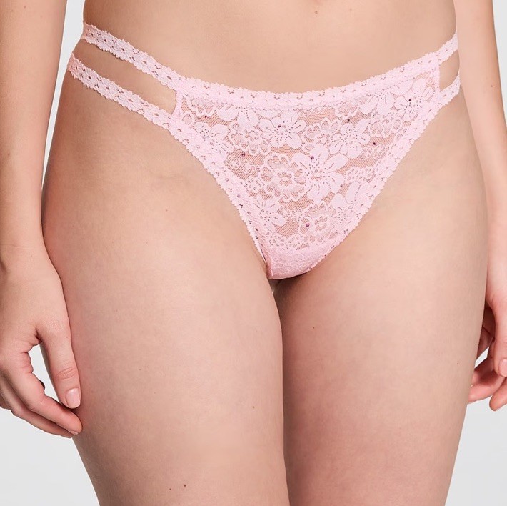 Victoria’s Secret “Pink Brand “ Wink Pink Tulip Strappy Thong Large