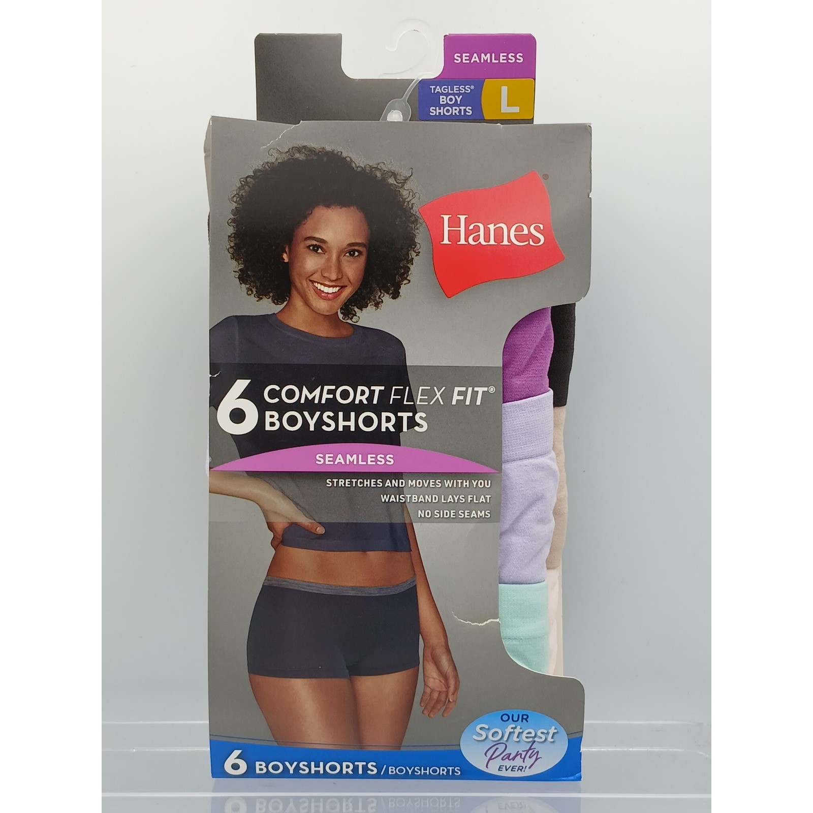 Hanes Womens 6 Pack Comfort Flex Fit Seamless Boyshorts Multicolor CF49P6 Size L