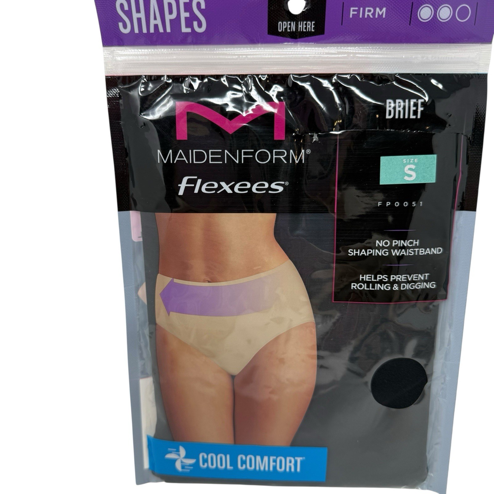 Maidenform Flexees Shapes Size Small Firm Brief Cool Comfort Black Lot of 2 New