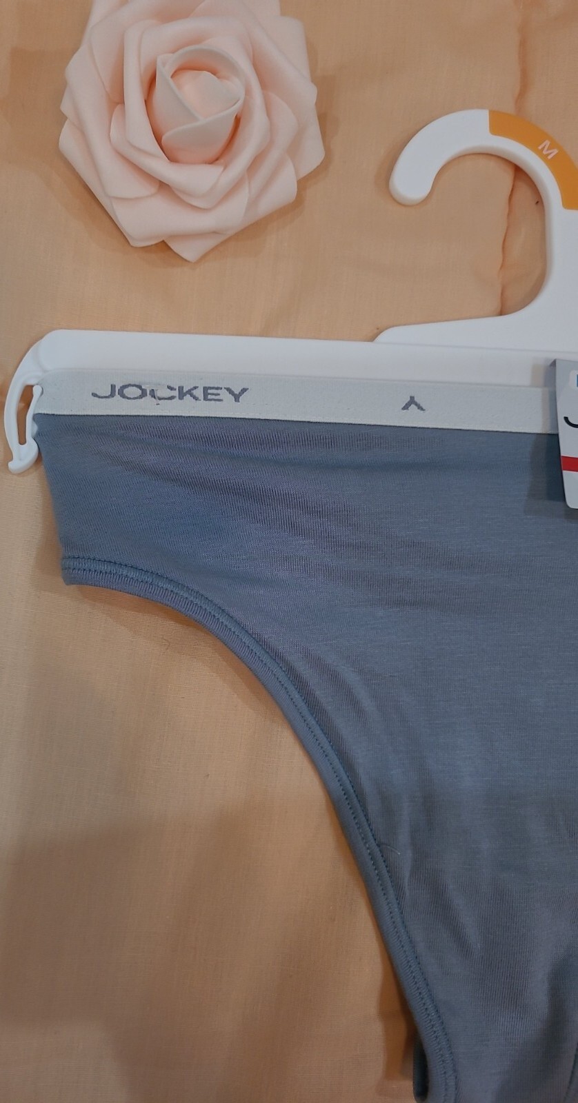 JOCKEY GENERATION Supima Cotton Logo Laserbond Thong Blue M/6 Soft Durable NWT