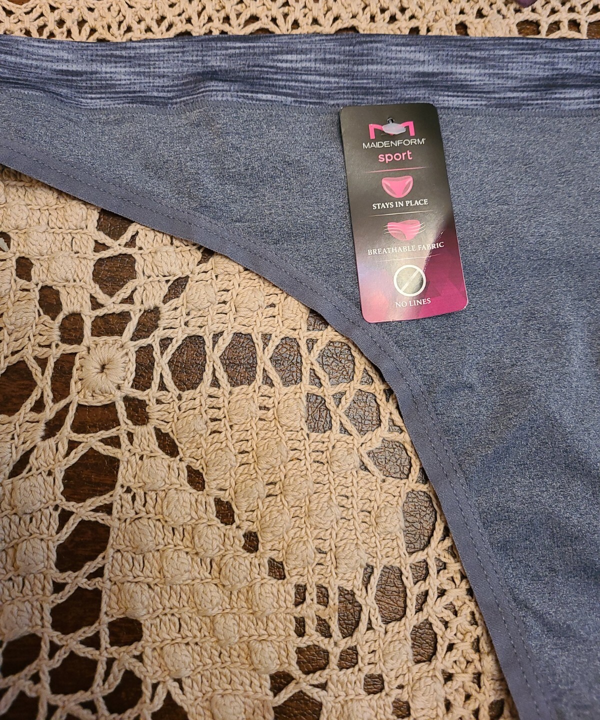 XL/8 Maidenform Logo SPORT Thong Panty Charcoal Heather DMMSMT – NWT