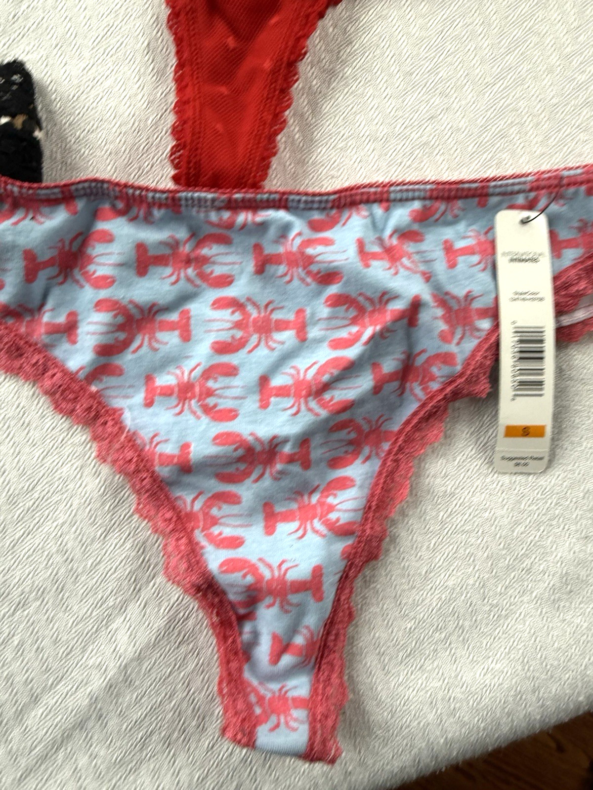 New Panty Thong Mix Lot 6 Cotton Lace Novelty + 1 Red Victorias Secret Cami S 5