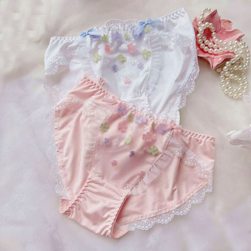 Japanese Lolita Girls Bow Floral Underpant Panties Briefs Students Knickers Cute
