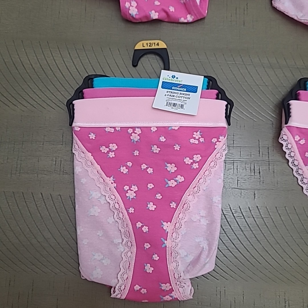 Panty Set Includes 3 Boyshort, 3 Hipster, 3 Bikini, 3 Thong Size L(12/14) NWT