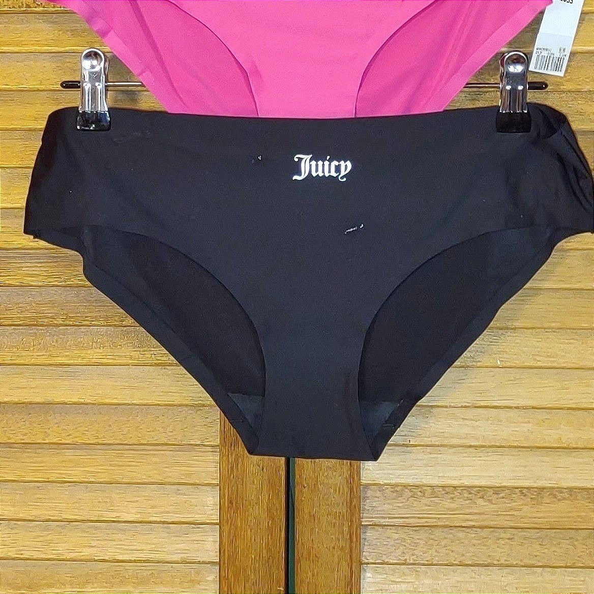 Juicy Couture Panties Large Hipster No Panty Line Blk Pnk Strawberry NWOT 3-Pack